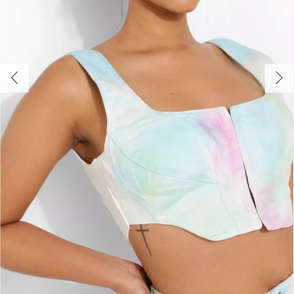 boohoo Denim Tie Dye Corset Top - Picture 4 of 4